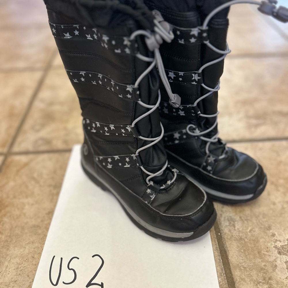Lands end black tall snow boots youth us 2